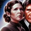 Placeholder: old carrie fisher embracing harrison ford in star wars, waist up portrait, photorealistic faces, intricate, oil on canvas, masterpiece, expert, insanely detailed, 4k resolution, cinematic smooth, intricate detail , soft smooth lighting, soft pastel colors,