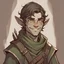 Placeholder: DND rogue young half-elf male cheeky smirk