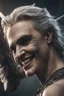 Placeholder: a very close up side profile image of an evil angel, smiling,8k quality, supper realistic