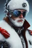 Placeholder: Snow man like a cyborg,with sunglasses,portrait,detail,textures