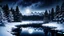 Placeholder: A mystical winter night scene; dark pine trees surround a snow-covered lake, reflecting the moonlight. Snowflakes twirl through the air, enchanting the serene winter forest.