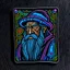 Placeholder: merlin the wizard in the style of cyber punk as a velcro patch