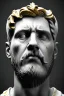 Placeholder: Ultra Realistic image, classical renaissance sculpture, white marble and gold material, Lionel Messi, emperor style, gold Laurel leaves crown, chisel style, waist up portrait, epic, celestial, cinematic lighting, God light, god rays, 4k resolution, smooth details, ornate details, soft lighting, unreal engine 5, sky background.