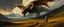 Placeholder: master oil painting by Rembrandt, farmer in valdres below raging dragon