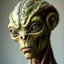 Placeholder: Organic with a biological mad skin texture of an alien face an animal look