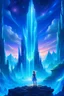 Placeholder: Create an image of Elara’s daring climb up the Crystal Peaks, surrounded by towering crystals that reflect the starry skies above, as she nears the realm of the elusive Starweaver