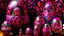 Placeholder: A dark magenta Easter themed valley with eggs and bunnies designed in Matryoshka dolls painted by Victor Vasarely