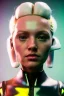 Placeholder: retro sci-fi portrait image from 1980, New York street explosions, fire, scared people, sweet young blonde woman walking, tight latex suit, soft color, highly detailed, unreal engine 5, ray tracing, RTX, lumen lighting, ultra detail, volumetric lighting, 3d, finely drawn, high definition, high resolution.