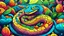 Placeholder: fantasy cartoon style illustration: vibrant scales from a sleepy snake