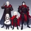 Placeholder: Vampire knight, young man, handsome, long white hair, black full plate armor, red cape