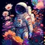 Placeholder: "floral astronaut" hand-drawn digital art, flowers everywhere, colorful garden, beautiful galaxy, REALISTIC, anime, 4k, high resolution, full details, 2560x1600