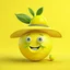 Placeholder: A lemon has eyes, legs, nose, and mouth, and it is smiling, cute, and beautiful, wearing a hat.