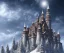 Placeholder: military castle of the Giants on the side of a snowy singular Mountain