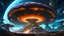 Placeholder: "Giant mushroom space station, central hub, floating in a nebula, intricate glowing roots, detailed, cinematic lighting. Style of Chris Foss, 8k, space opera."