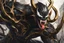 Placeholder: venom grendel in 8k realistic anime e drawing style, close picture, Deer them, intricate details, highly detailed, high details, detailed portrait, masterpiece,ultra detailed, ultra quality