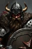 Placeholder: dnd, fantasy, high resolution, portrait, a heavy viking armored fighter, only seen his eyes through the armor, red eyes, furious, holding sword and shield