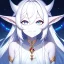 Placeholder: cosmic mage, elf, female, cosmic magic, long ears, white hair, face details, pale skin, jewellery, broad shoulders, sharp ears, cosmic clothes, cosmic eyes, ears shown, the cosmos in eyes, shining eyes, thin face, detailed ears, magical eyes, closed mouth, make up, smiling face, happy face, pointy ears