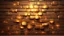 Placeholder: Hyper Realistic glowing-golden-bricks-with-embers on brown-rustic-wall-background with shadows