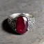 Placeholder: ruby signet ring with braided tungsten and titanium, celtic ring, nordic ring, viking ring, engraved carved band, runes, men's jewellery