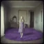 Placeholder: Dakota fanning, hippie girl,purple fur, in a liminal empty room, old autochrome
