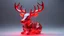 Placeholder: instant christmas, neon red reindeer, high quality fantasy art of a beautiful raging reindeer made of transparent glass, glowing within, delicate figurine, red nose, kawaii, chibi, adorable, flame eyes, ultra Realistic, Extreme Detailed, beautiful Prism light, neon light, Glass made ultra Detailed transparent raging red reindeer, ultra transparent, wearing glass made transparent luxury Armor, Hyper realistic art skull joker demon concept art portrait by Casey Weldon, Olga Kvasha, Miho Hirano