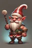 Placeholder: tiny gnome barbarian that has big muscles, holding a candy cane