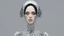 Placeholder: pale alien woman wearing exotic clothing. Black hair bob