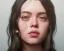 Placeholder: ying in the bathroom, photorealistic illustration, Billie Eilish