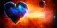 Placeholder: earth in front of a heart shaped nebula