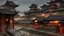 Placeholder: ancient, fantasy, chinese town, dune, crater, sand strom, destroyed chinese houses