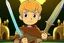 Placeholder: cartoon Arthur holding the sword