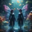 Placeholder: two Mind flayer witches with butterfly wings under water in well lit well ,bokeh like f/0.8, tilt-shift lens 8k, high detail, smooth render, down-light, unreal engine,bokeh like f/0.8, tilt-shift lens 8k, high detail, smooth render, down-light, unreal engine