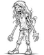 Placeholder: cartoon girl zombie, coloring image, full body (((((white background))))), only use an outline., real style, line art, white color, clean line art, white background, Sketch style