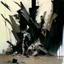 Placeholder: A dark abstract minimalist painting of Lebbeus Woods brutalist concrete twisted bodies. Breaking apart. In a desolate landscape at. In the style of by Ashley Wood and Justin Mortimer. Large oil brushstrokes