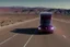 Placeholder: A Tesla 'Semi' (semi truck) is going at a high speed, in the Mojave Desert. (CINEMATIC, WIDE ANGLE LENS, PHOTO REAL)