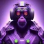 Placeholder: A beautiful portrait of a cyborg monkey purple neon color scheme, high key lighting, volumetric light high details psychedelic background