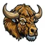 Placeholder: angled view of the head of an American Bison, sports mascot style