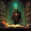 Placeholder: the librarian of horror, horror art, concept art, by Michael Whelan and Ben Templesmith and Wes Benscoter, sharp focus, expansive, rich deep colors, dynamic lighting, Whelan's visceral style, 64K res, lovecraftian, surreal, concept art, modern comic book art