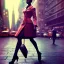 Placeholder: Picture 1950's street life, people, New York, blurred, abstractism, colours, strong texture, 3d