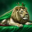 Placeholder: Create A hyper-realistic highly detailed, image of a majestic lion lying down, wearing a royal crown. The lion's fur should be rich and textured, with a regal and powerful presence. Behind the lion, the big flag of the Republic of Bulgaria(white, green,red) waves gracefully, its white, green, and red colors vivid and well-defined. The background should be an elegant, deep black, creating a striking contrast that enhances the grandeur of the lion and the flag. The lighting should be drama
