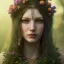 Placeholder: A beautiful female celtic druid with hair made out of flowers, digital art, HD, 8k, high definition, very high quality, detailed eyes, nature, druid, fantasy