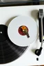 Placeholder: birds eye vie turntable paying white lable vinyl