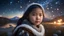 Placeholder: little very young Inuit girl, beautiful, peaceful, gentle, confident, calm, wise, happy, facing camera, head and shoulders, traditional Inuit costume, perfect eyes, exquisite composition, night scene, fireflies, stars, Inuit landscape , beautiful intricate insanely detailed octane render, 8k artistic photography, photorealistic concept art, soft natural volumetric cinematic perfect light, chiaroscuro, award-winning photograph, masterpiece, Raphael, Caravaggio, Bouguereau, Alma-Tadema