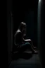 Placeholder: a girl sitting in a dark corner
