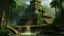 Placeholder: jungle palms waterfall temple indian