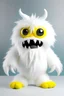 Placeholder: Make a fluffy white monster with a giant mouth and yellow eyes And Says bum bum bum With arms