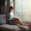 Placeholder: Study girl read a book in by the window, movie, real photo realistic, unreal engine, cinematic lighting --ar 1:1 creative