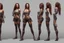 Placeholder: Female character full anatomy Proportions including front, side, and back model sheet .stylized animation character 8k Art station. stylized realistic style character