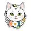 Placeholder: Cute Cat flower Art Print sticker white background