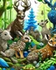 Placeholder: forest animals, adult pages, colorful page, cooler background, perfect composition, beautiful detailed intricate insanely detailed octane render trending on artstation, photorealistic, soft natural volumetric cinematic perfect light, chiaroscuro, masterpiece, oil on canvas, raphael, caravaggio, greg rutkowski, beeple, beksinski, giger, black and white still, digital Art, perfect coloer, read,green, blew,white, ((((colorful)))))